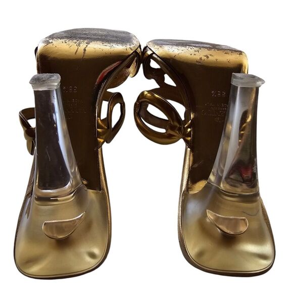 Valentino Garavani Chain 1967 Mule Size 38.5 US 8.5 Metallic Gold Leather - Picture 9 of 10